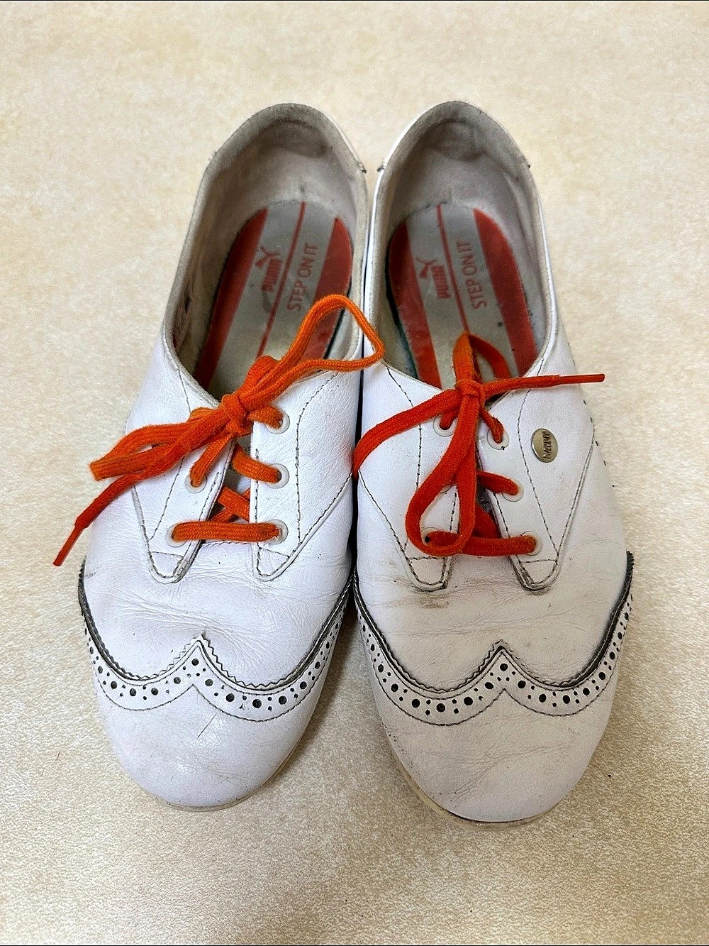 Puma Mini Leather Sneakers White & Orange